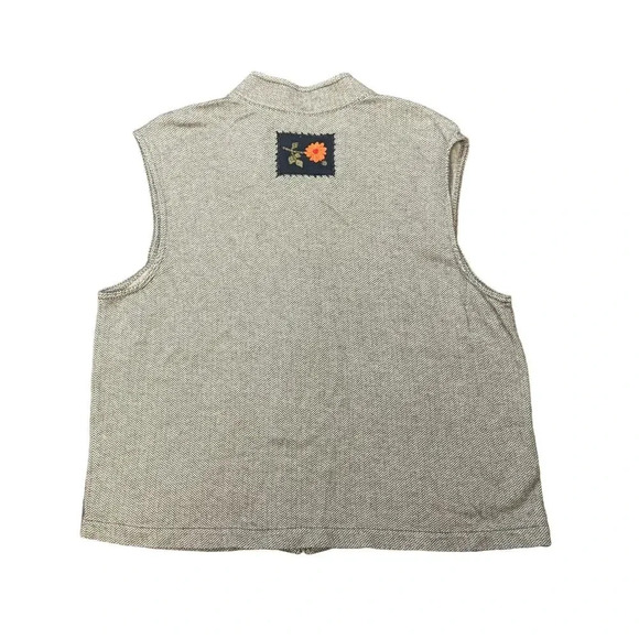 Vintage Bechamel 100% Cotton Floral Fall Patchwork Herringbone Vest Women's L - Picture 5 of 8